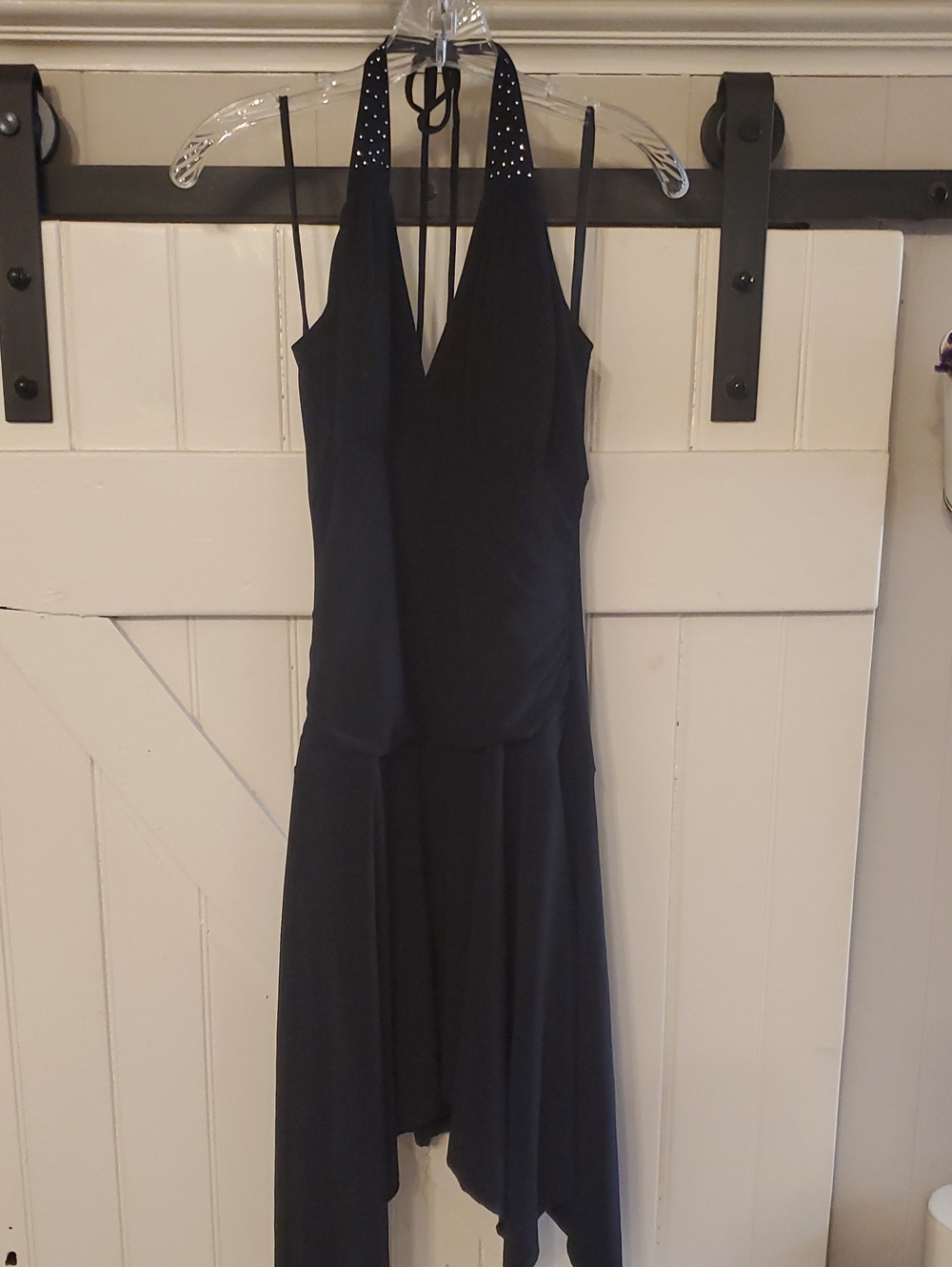 Taboo Black High-Low Halter Dress with Rhinestone Accents